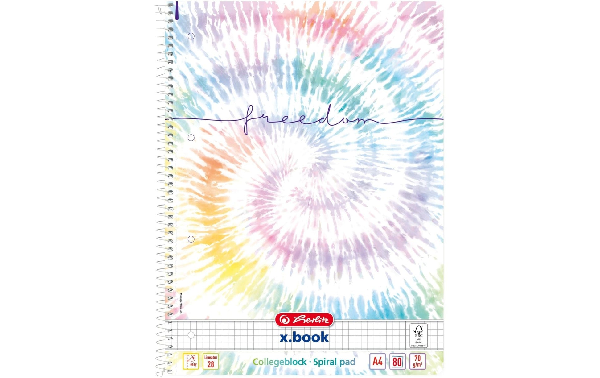 Herlitz Spiralbuch – A4 – kariert 5 mm – 80 Blatt – 70 g/m² – Spiralbindung – mehrfarbig