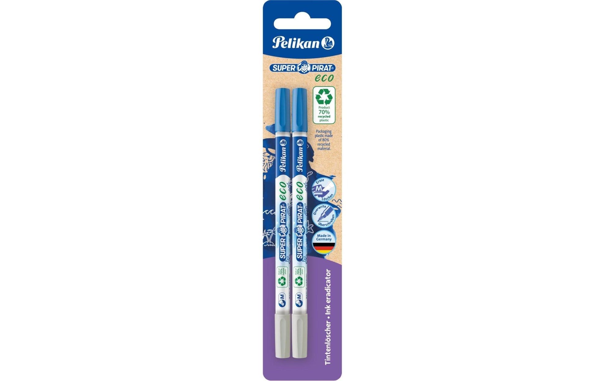 Pelikan Tintenlöscher Super Pirat – Keil – Blau – Blister 2 Stk.