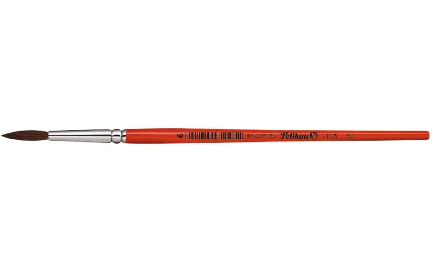 Pelikan Pinsel – Rundpinsel, Grösse 6, 4,5 mm, Ponyhaar, Orange, 1 Stück, FSC-Holz