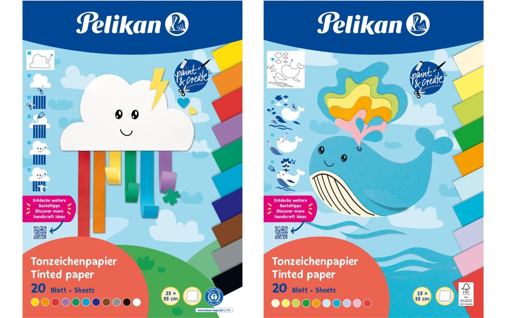 Pelikan Tonzeichenpapier – 23 × 33 cm, mehrfarbig, 120 g/m² – 20 Blatt