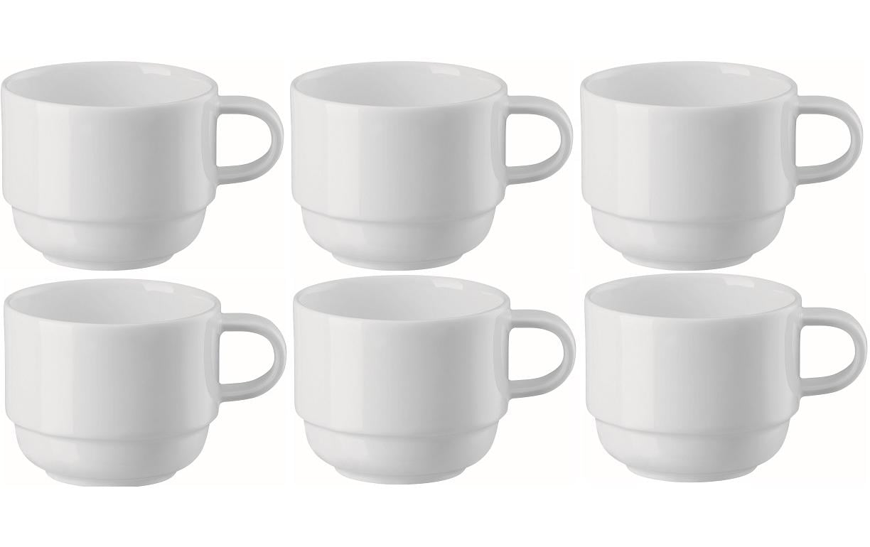 Arthur Krupp Neve Kaffeetasse – 6er Set, 220 ml, Ø 8,5 cm, Porzellan, Weiss, spülmaschinenfest