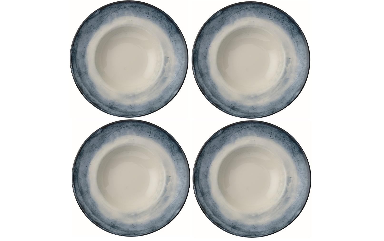 Arthur Krupp Pastateller Shade – 4er Set, Ø 27,0 cm, Porzellan, Blau/Weiss, spülmaschinenfest
