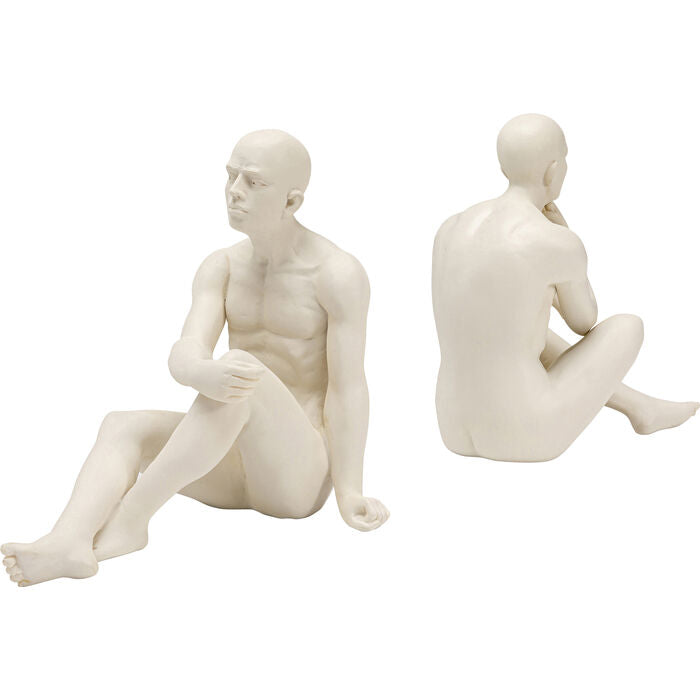 KARE Meditierender Mann Buchstütze 2 Stück – Polyresin – Beige – 190 × 220 × 135 mm