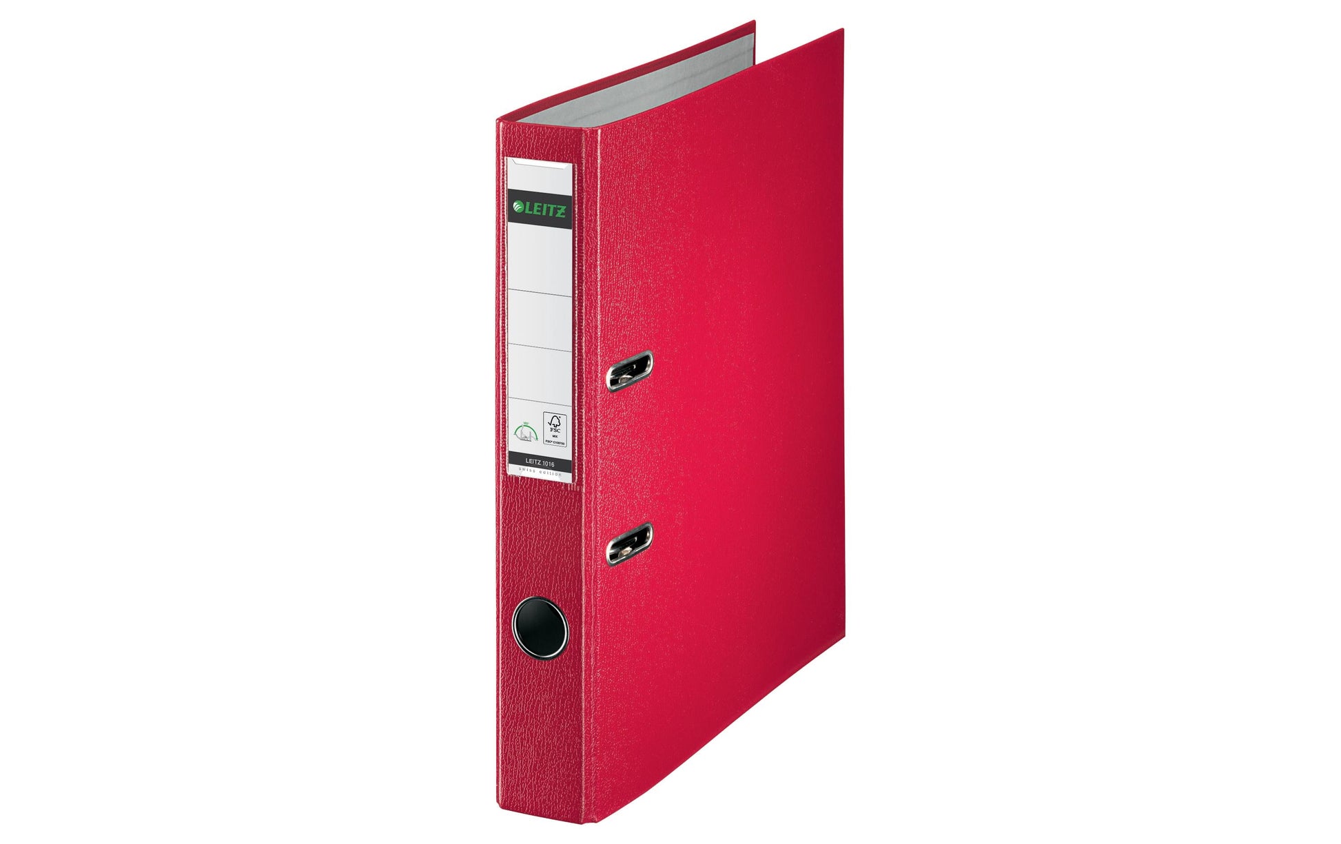 Leitz Ordner 180° Swiss Edition – A4 hoch – 2-Ring Hebelmechanik, Rücken 52 mm – rot, mit Griffloch, FSC