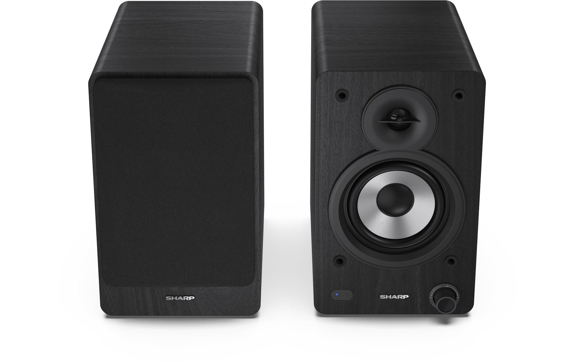 Sharp CP-SS30 – Aktiv-Regallautsprecher – Bluetooth 5.0, 60 W, RCA, 3,5 mm Klinke, Schwarz