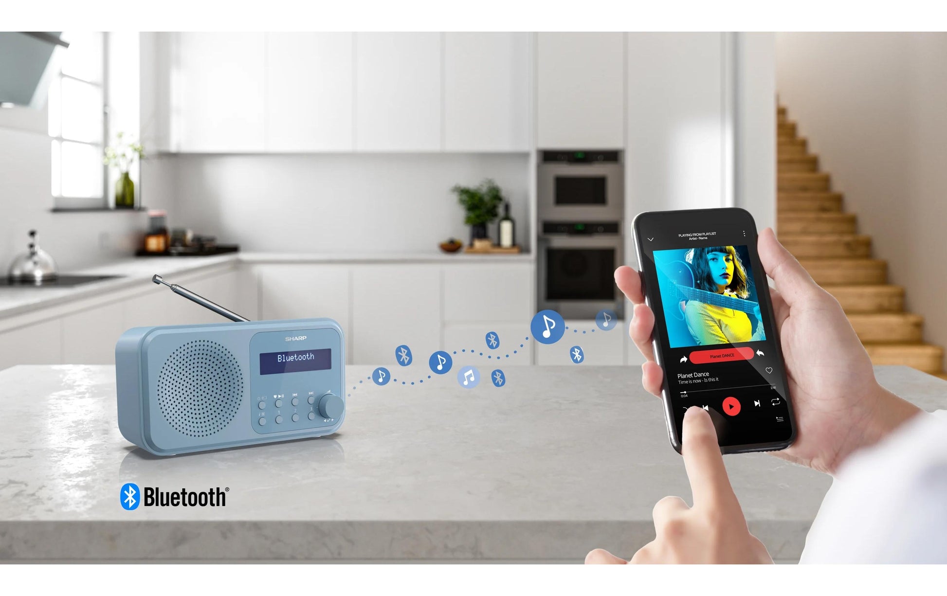 Sharp DR-P420 – DAB-/Internetradio – Portabel – DAB+, UKW, Bluetooth, 16 h – Blau
