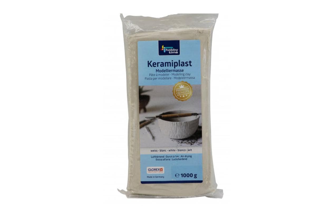 GLOREX Modellierton, Keramik, lufttrocknend, Weiss, 1 kg, 1 Stk., 68070201