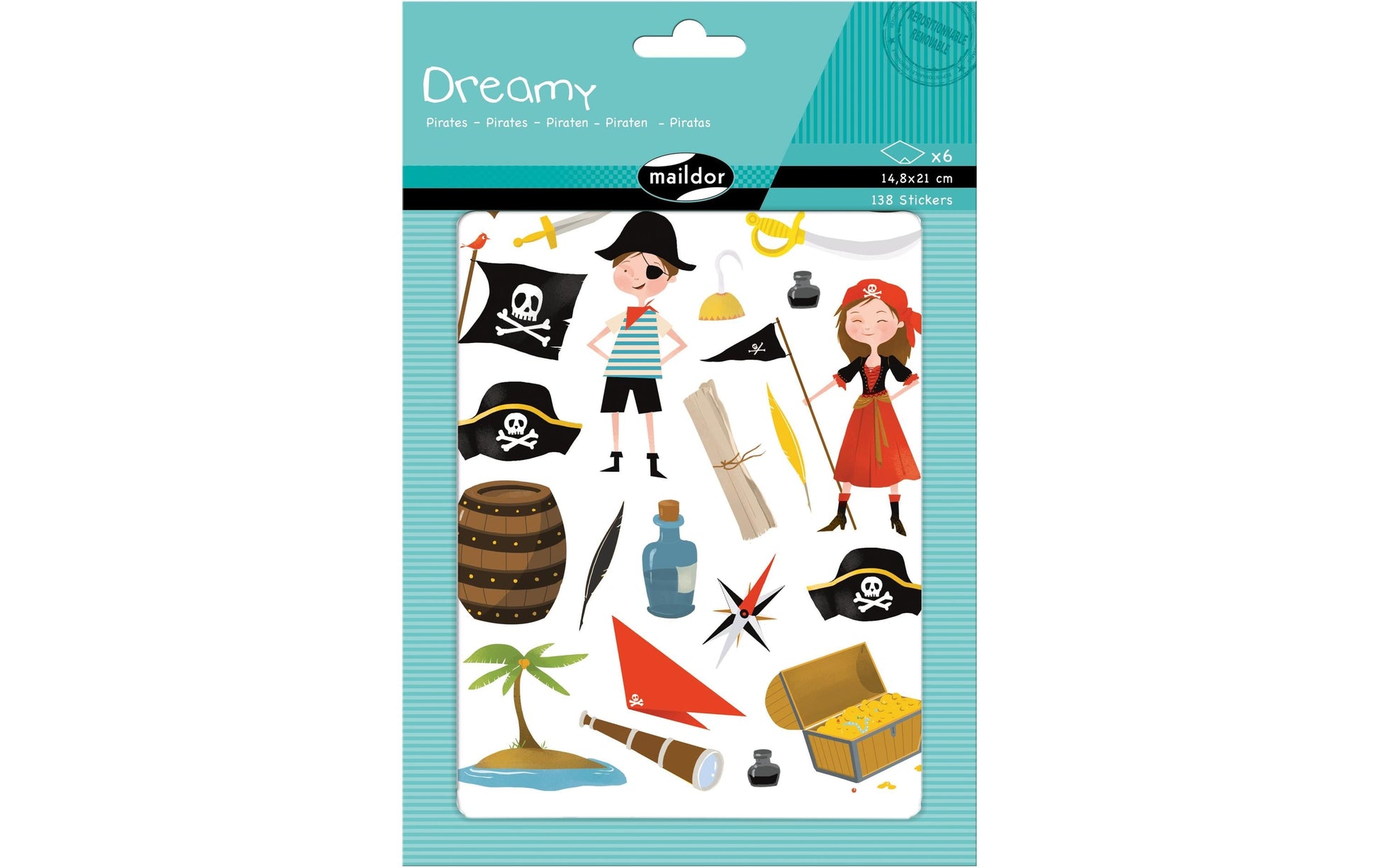 Clairefontaine Sticker Sweety – A5, Piraten, Mehrfarbig – 138 Sticker, Papier