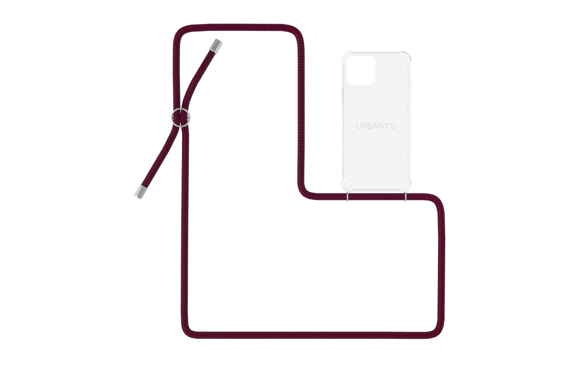 Urbany's Necklace Case Backcover – für Apple iPhone 14, Kunststoff, Weinrot, mit Trageschlaufe, Ring