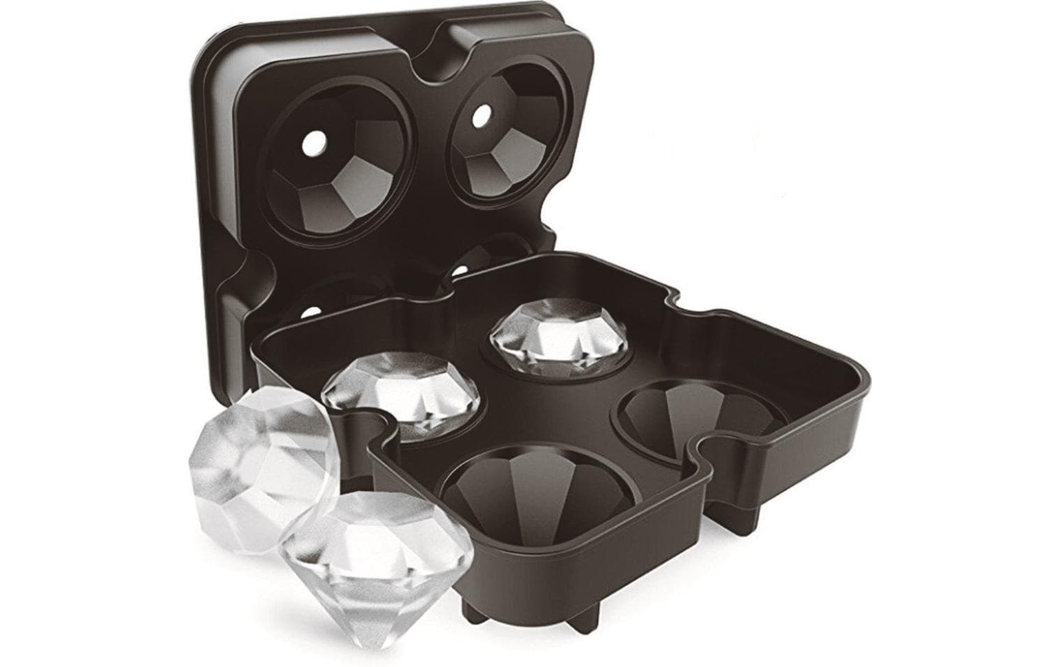 Paderno Eiswürfelform 12 × 12 × 5 cm, Silikon, schwarz, 4 Kammern