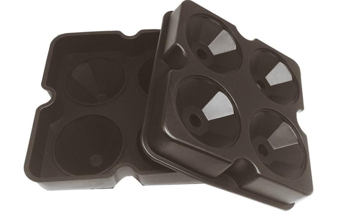 Paderno Eiswürfelform 12 × 12 × 5 cm, Silikon, schwarz, 4 Kammern