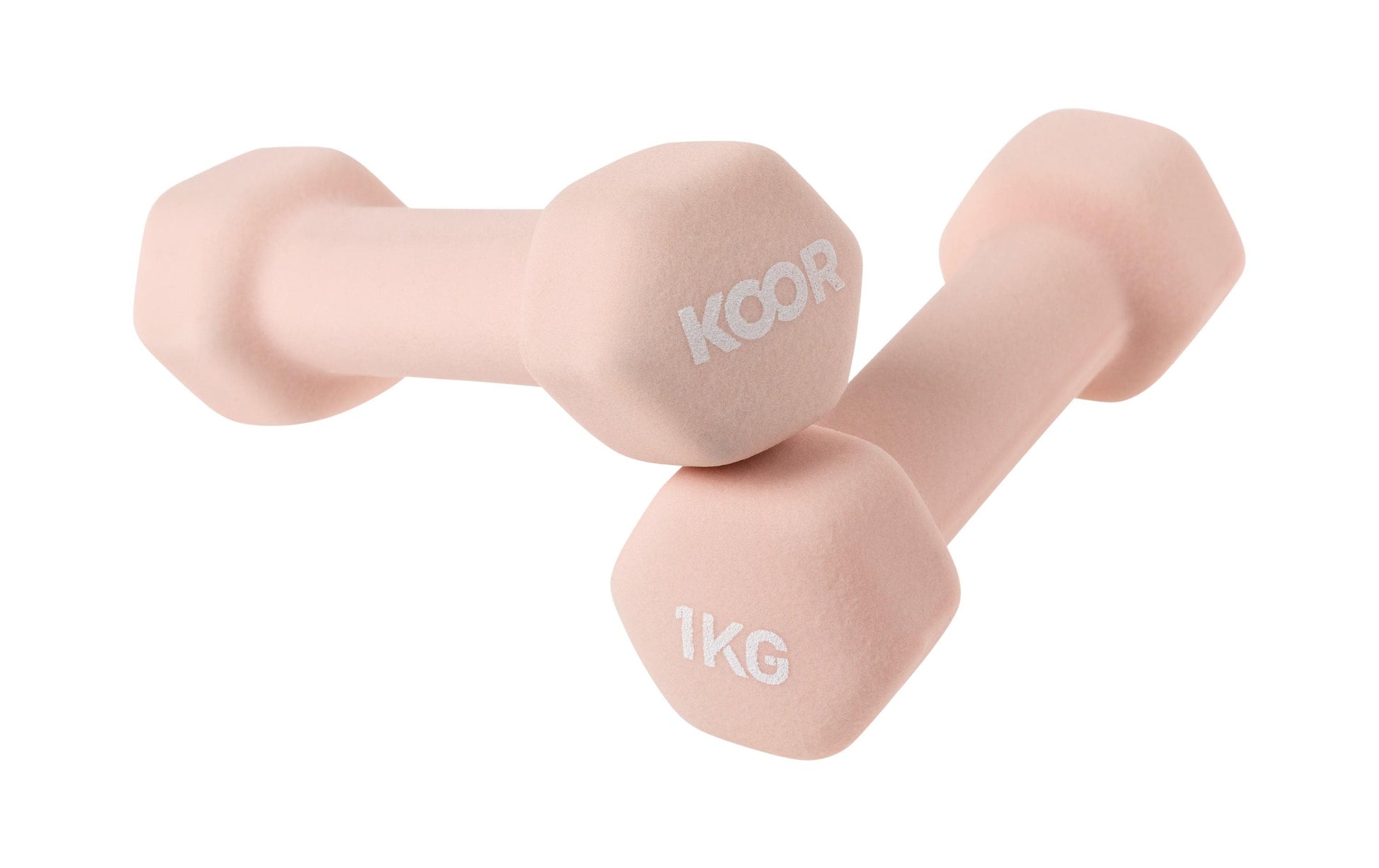 KOOR Kurzhantel Set – festes Gewicht – 1 kg – karamell, cremefarben – Eisen