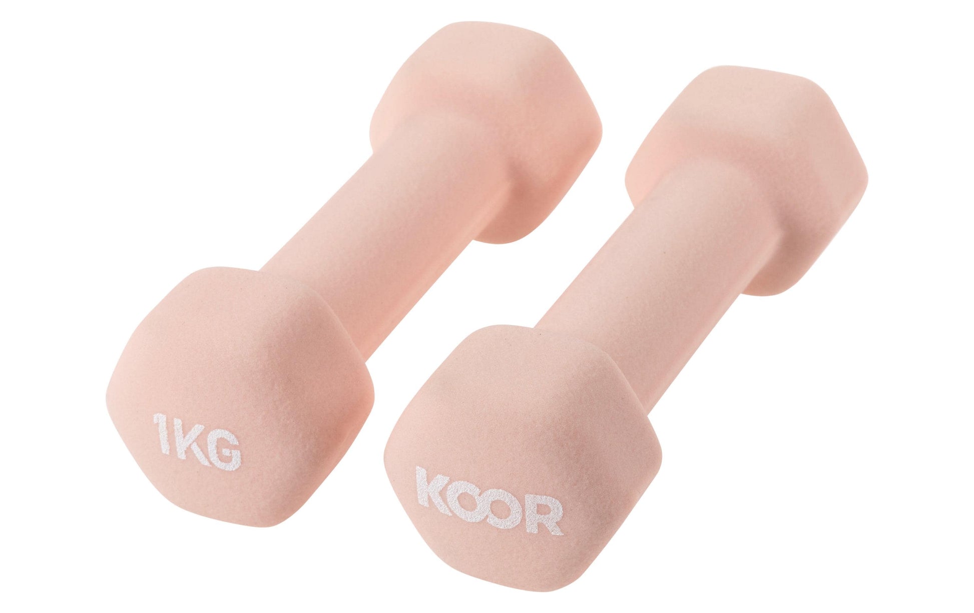 KOOR Kurzhantel Set – festes Gewicht – 1 kg – karamell, cremefarben – Eisen
