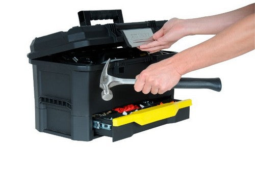 Stanley Werkzeugbox, 280 × 480 × 290 mm, Kunststoff, schwarz, mit Tragegriff