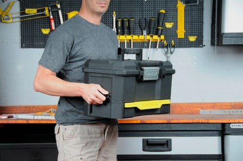 Stanley Werkzeugbox, 280 × 480 × 290 mm, Kunststoff, schwarz, mit Tragegriff
