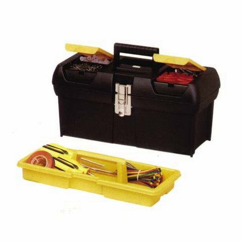 Stanley Werkzeugbox – leer, abschliessbar, Deckel, Tragegriff, 2 Fächer, schwarz, B 410 × H 200 × T 190 mm