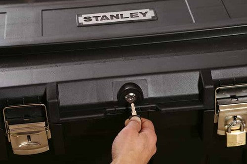 Stanley Werkzeugkasten, 580 × 960 × 590 mm, 190 l, Kunststoff, schwarz, mit Rollen
