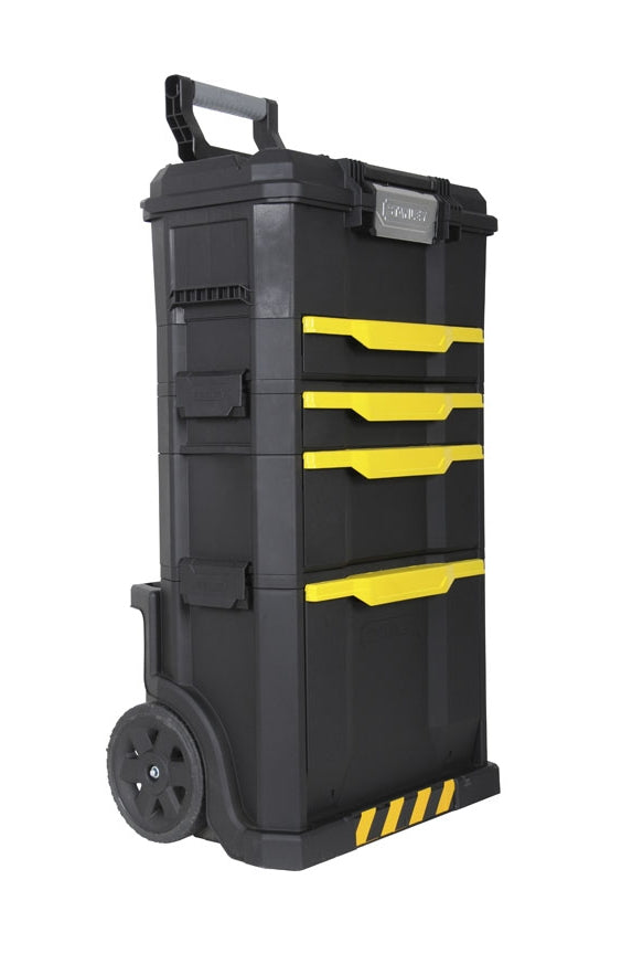 Stanley Werkzeugkasten, 348 × 488 × 866 mm, Kunststoff, schwarz, gelb, Rollen, Sperren