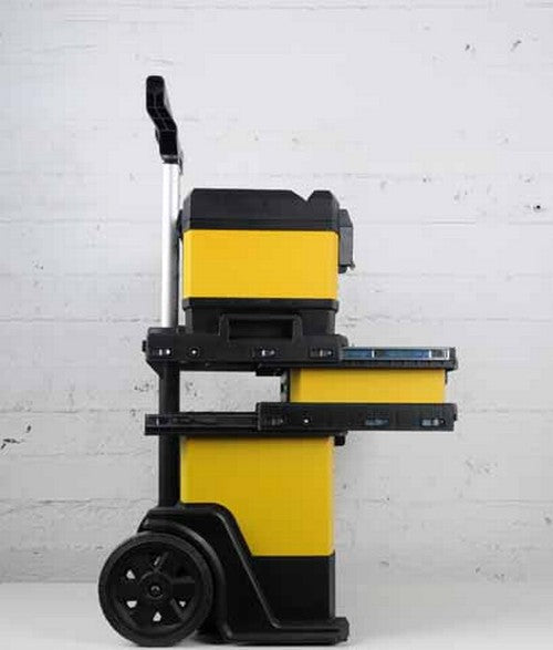 Stanley Werkzeugkasten, 390 × 570 × 730 mm, Kunststoff, schwarz, mit 2 Rollen, Sperre, Scharnierdeckel