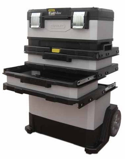 Stanley Werkzeugkasten 1-95-622, 390 × 570 × 900 mm, Kunststoff, schwarz, Rollen, 3 Schubladen