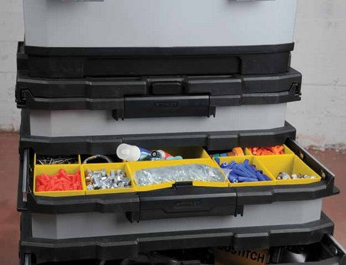 Stanley Werkzeugkasten 1-95-622, 390 × 570 × 900 mm, Kunststoff, schwarz, Rollen, 3 Schubladen