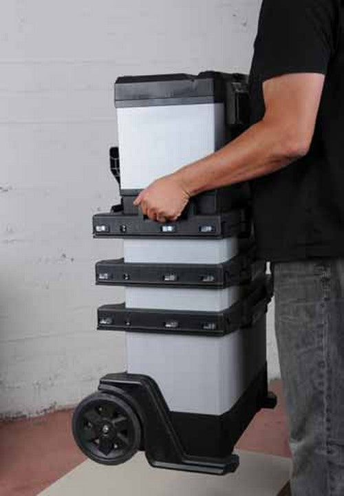 Stanley Werkzeugkasten 1-95-622, 390 × 570 × 900 mm, Kunststoff, schwarz, Rollen, 3 Schubladen