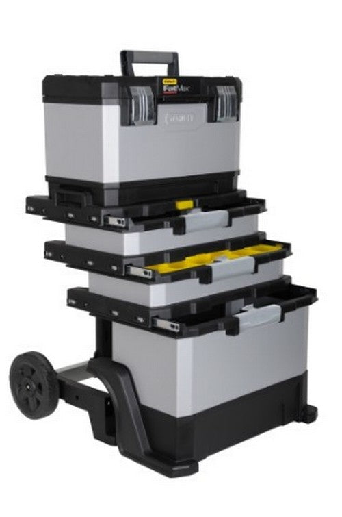 Stanley Werkzeugkasten 1-95-622, 390 × 570 × 900 mm, Kunststoff, schwarz, Rollen, 3 Schubladen