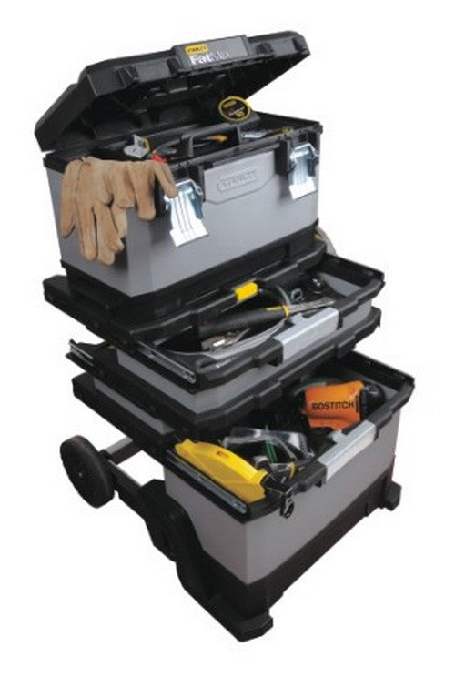 Stanley Werkzeugkasten 1-95-622, 390 × 570 × 900 mm, Kunststoff, schwarz, Rollen, 3 Schubladen