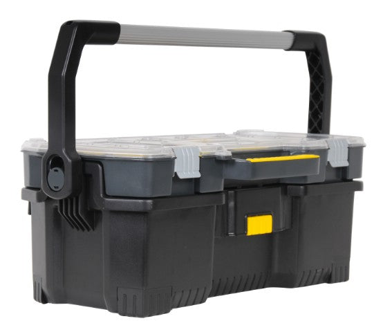 Stanley STST1-70317 Werkzeugbox – mit Metallgriff, 2 Behälter, schwarz, Kunststoff, B 560 × H 320 × T 250 mm