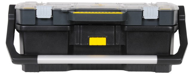Stanley STST1-70317 Werkzeugbox – mit Metallgriff, 2 Behälter, schwarz, Kunststoff, B 560 × H 320 × T 250 mm