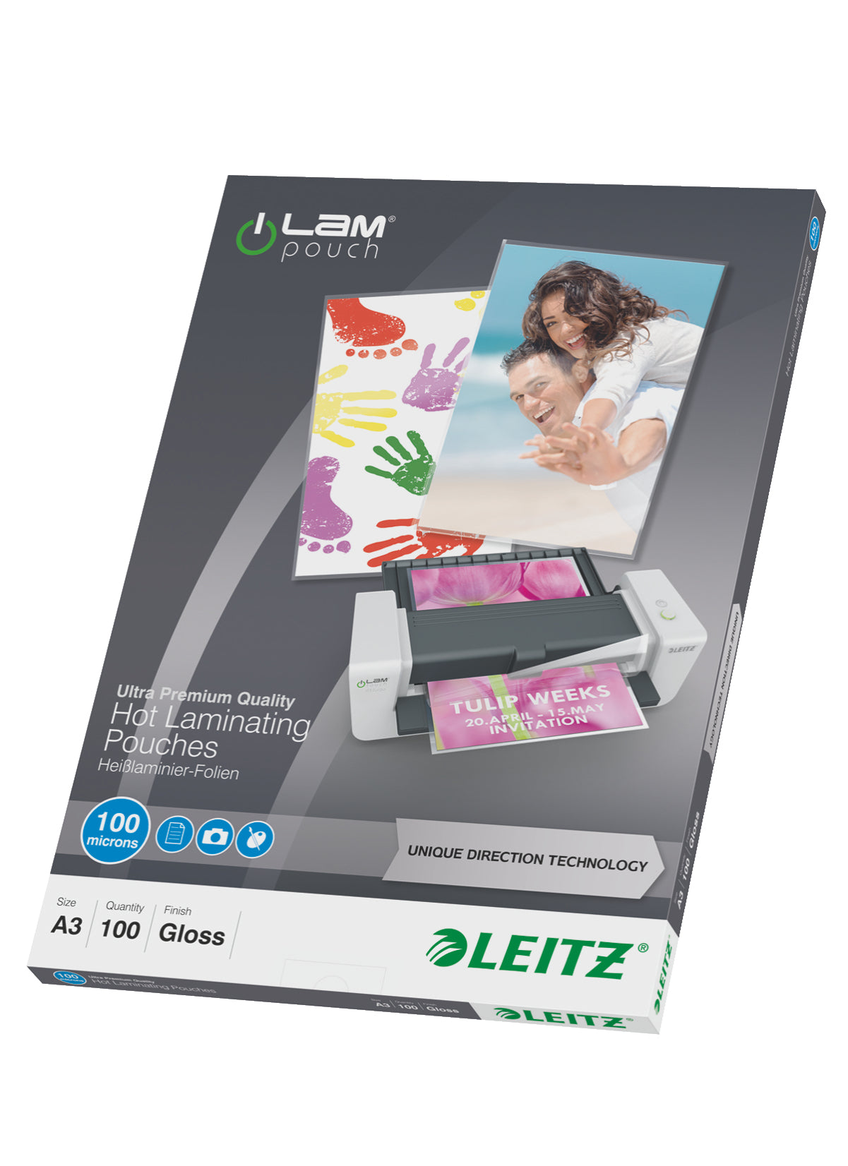 Leitz Laminierfolien A3, glänzend – 100 µm, 303 × 426 mm, 100 Stk.