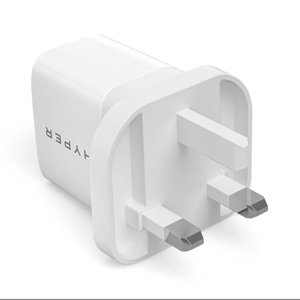 HyperJuice USB-Ladegerät 20 W – USB-C×1, USB-A×1 – PD – UK-Stecker (Typ G) – Weiss