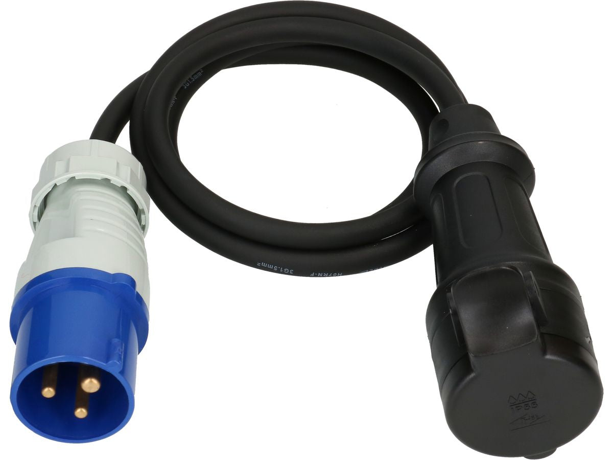 Max Hauri AG Max Hauri Verlängerungskabel – T23–CEE 16-3, 1,5 m, IP44, aussen, 3×1,5 mm², schwarz