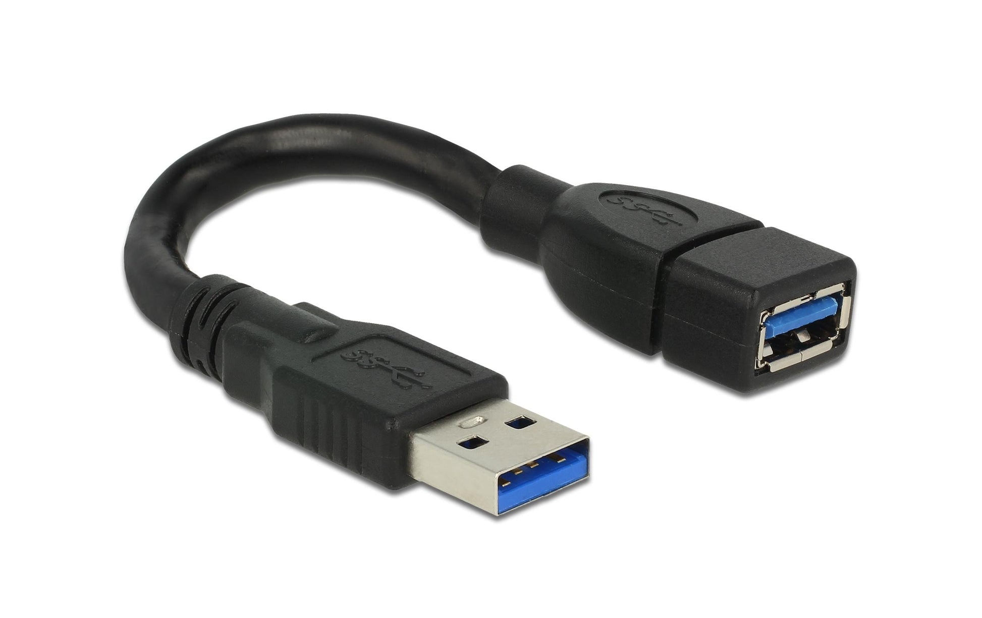 DeLOCK USB-A Verlängerungskabel (Stecker auf Buchse) – USB 3.2 Gen 1 (5 Gbit/s) – 0,15 m – Schwarz