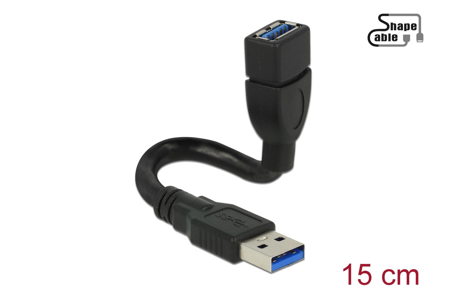 DeLOCK USB-A Verlängerungskabel (Stecker auf Buchse) – USB 3.2 Gen 1 (5 Gbit/s) – 0,15 m – Schwarz