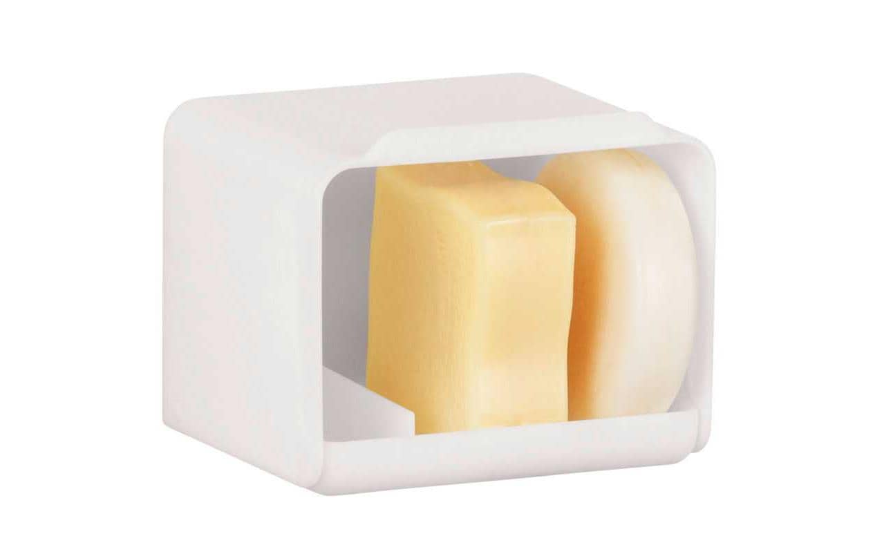 WENKO Seifenhalter Sarno – Kunststoff, Wandmontiert, 10,5×9×8,5 cm, Weiss