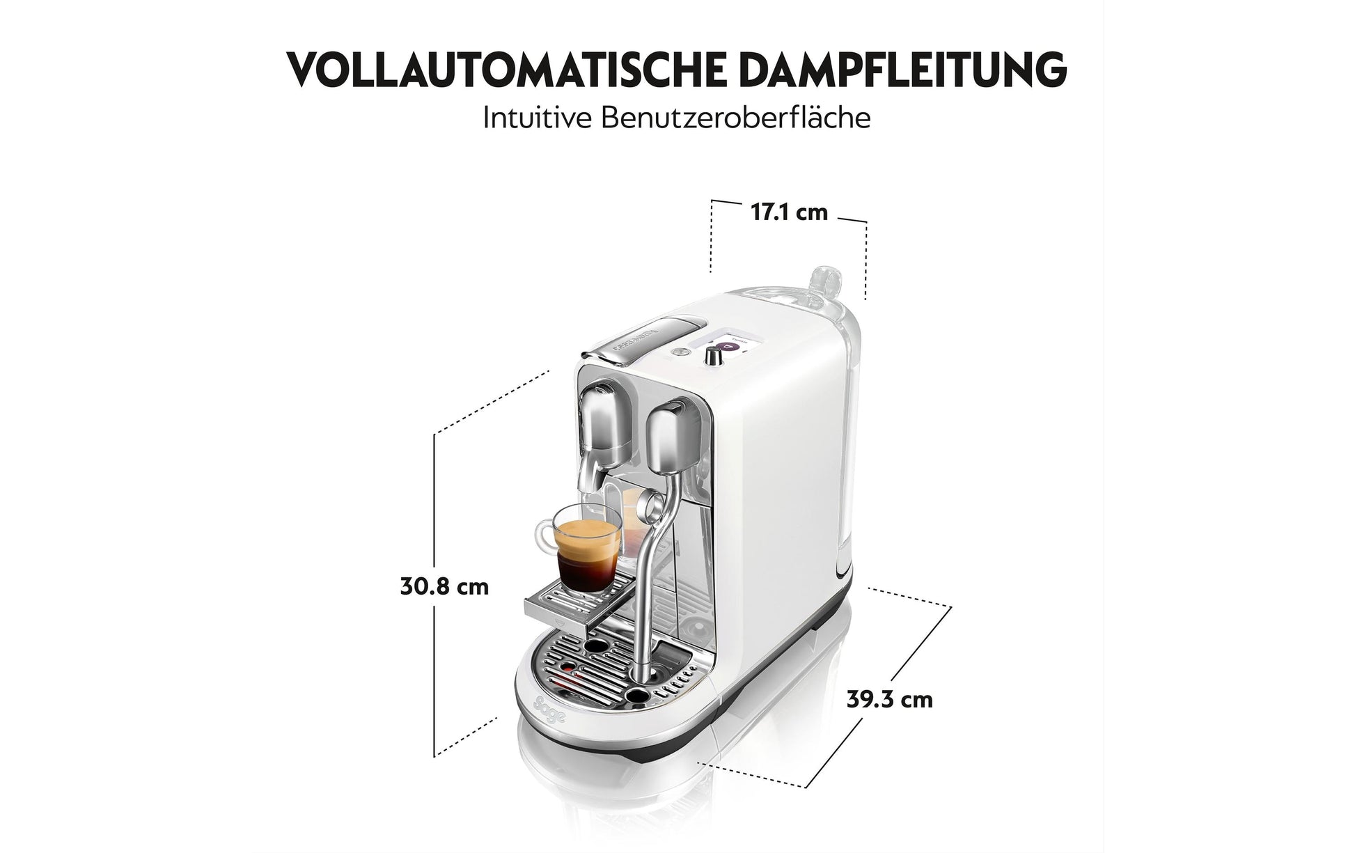 Sage Creatista Plus SNE800SST2QEU1 Kapselmaschine – für Nespresso, 1,5 l, Edelstahl/Weiss