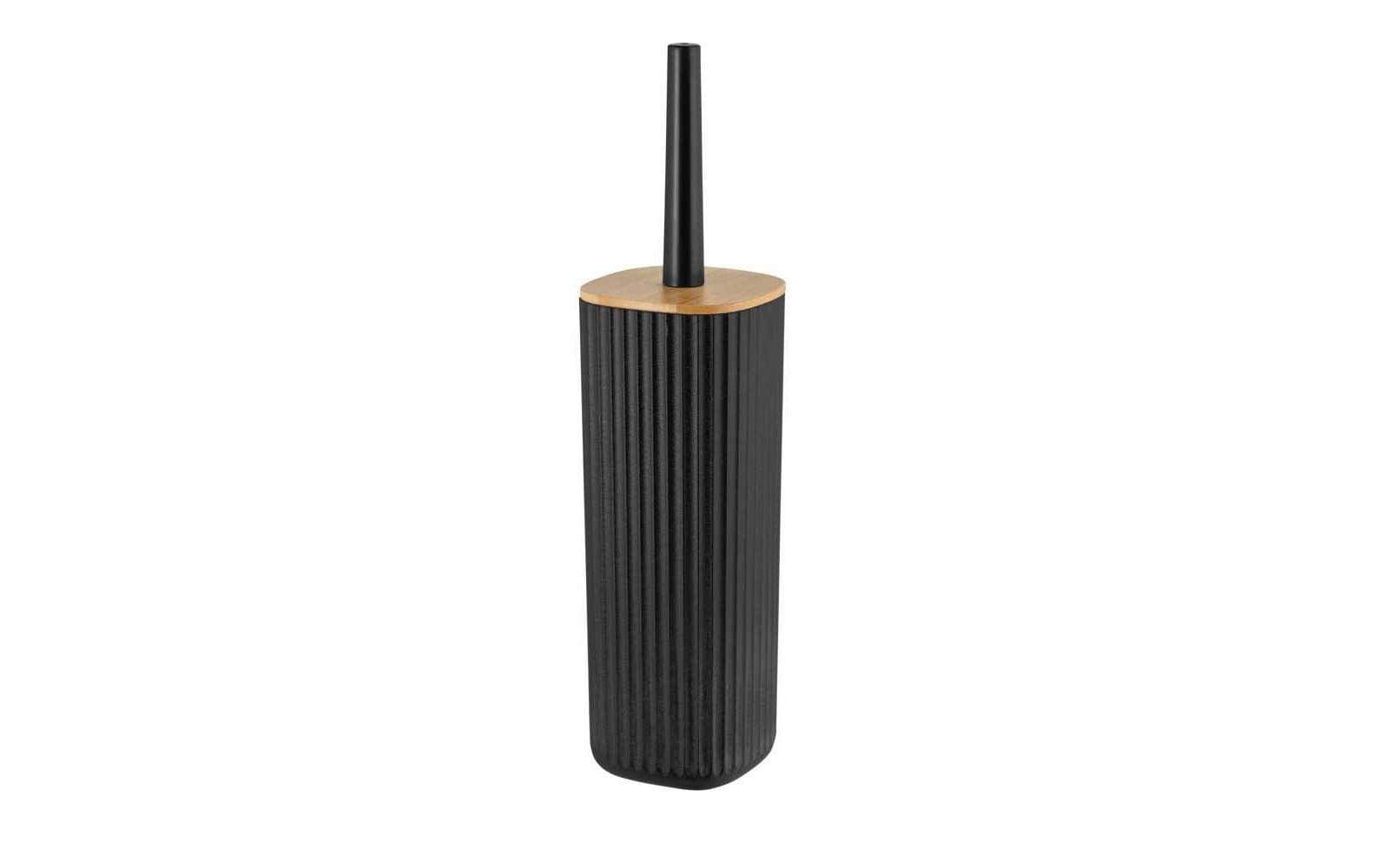 WENKO WC-Bürstenset – Kunststoff, Bambus, schwarz, Kopf austauschbar, H 36 cm, Ø 10 cm