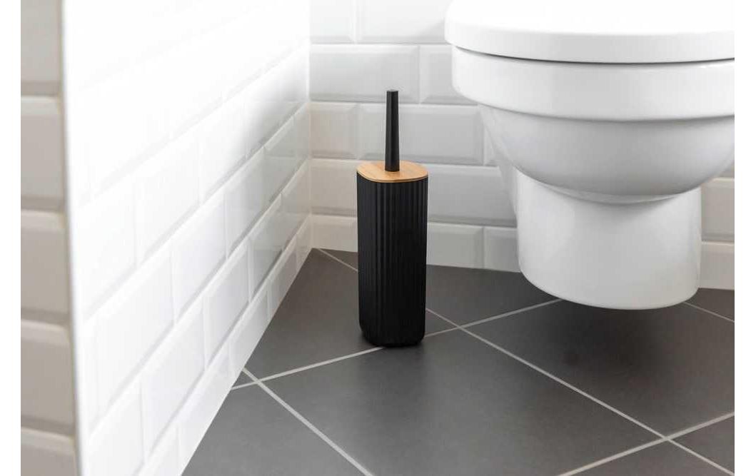 WENKO WC-Bürstenset – Kunststoff, Bambus, schwarz, Kopf austauschbar, H 36 cm, Ø 10 cm