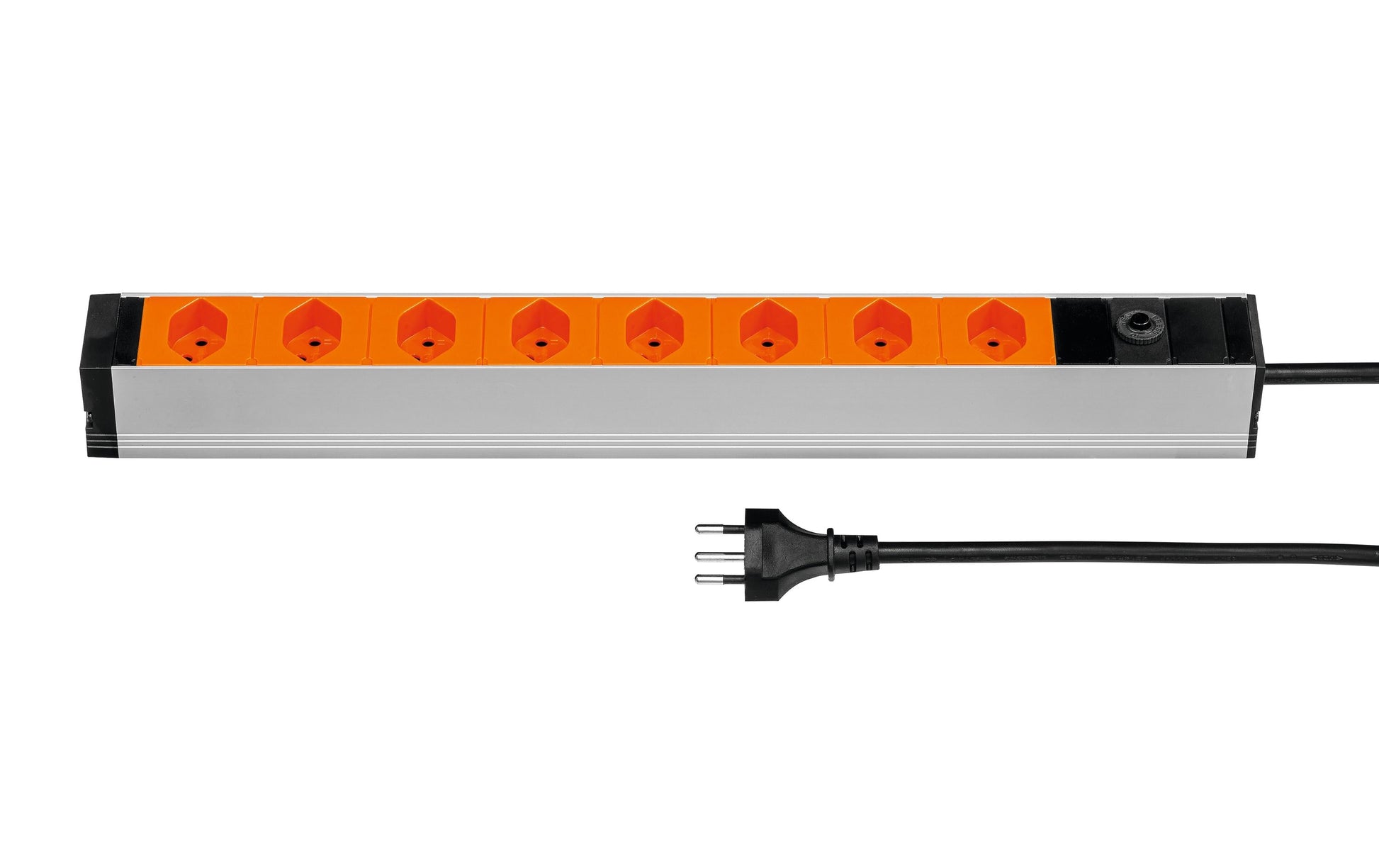 Steffen Alu Modular – 19" Steckdosenleiste, 8× T13, 3 m, Stecker T12, IP20