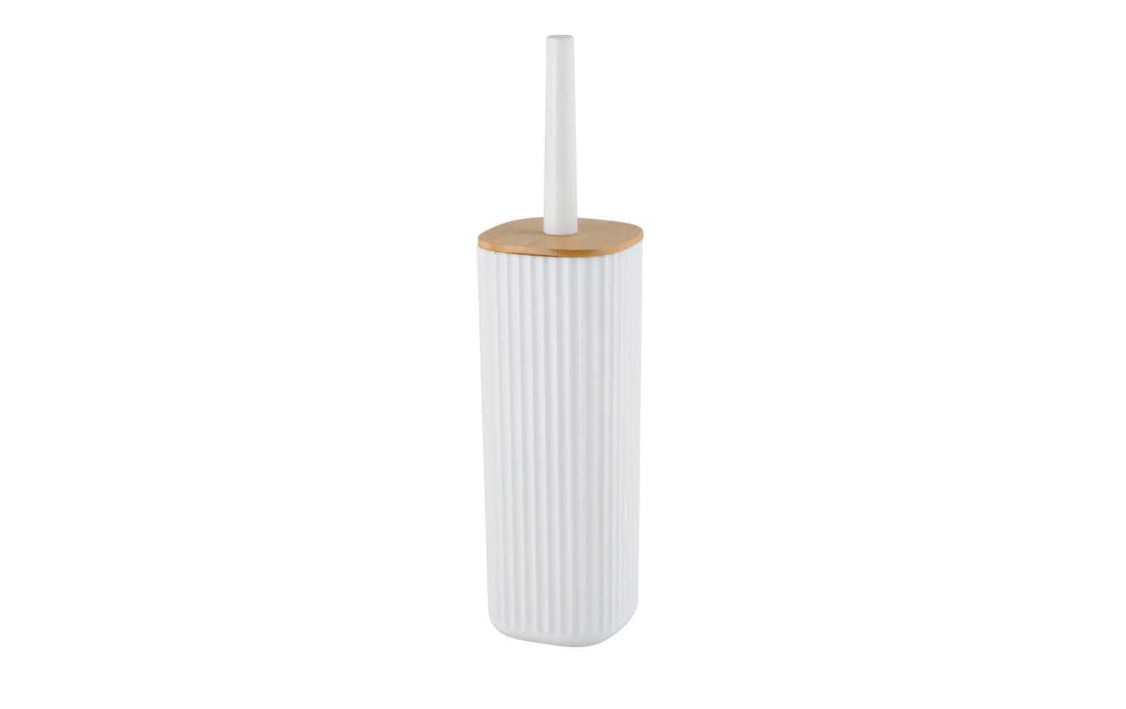 WENKO WC-Bürstenset – Bambus, Kunststoff, Weiss, Kopf austauschbar, H 36 cm