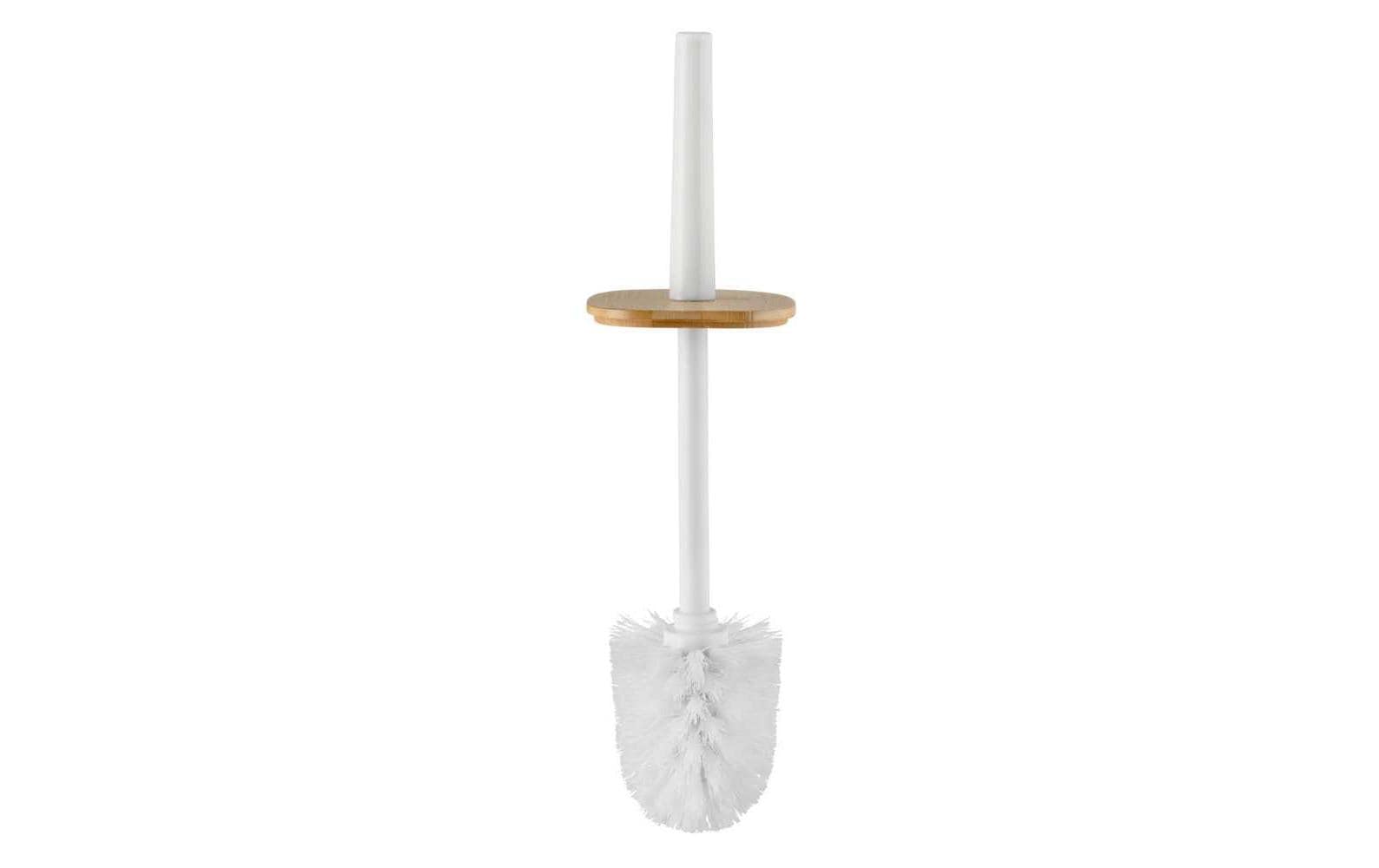 WENKO WC-Bürstenset – Bambus, Kunststoff, Weiss, Kopf austauschbar, H 36 cm