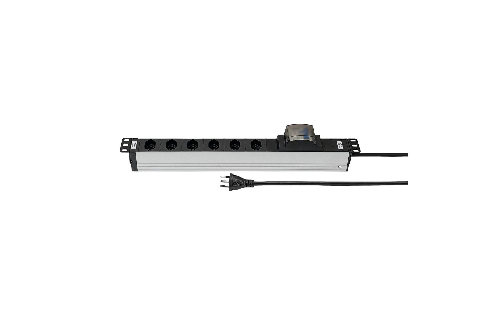 Steffen ALU Modular Steckdosenleiste, 6×T13, ohne Schalter, 3 m, IP20, Eingang T12 – silber
