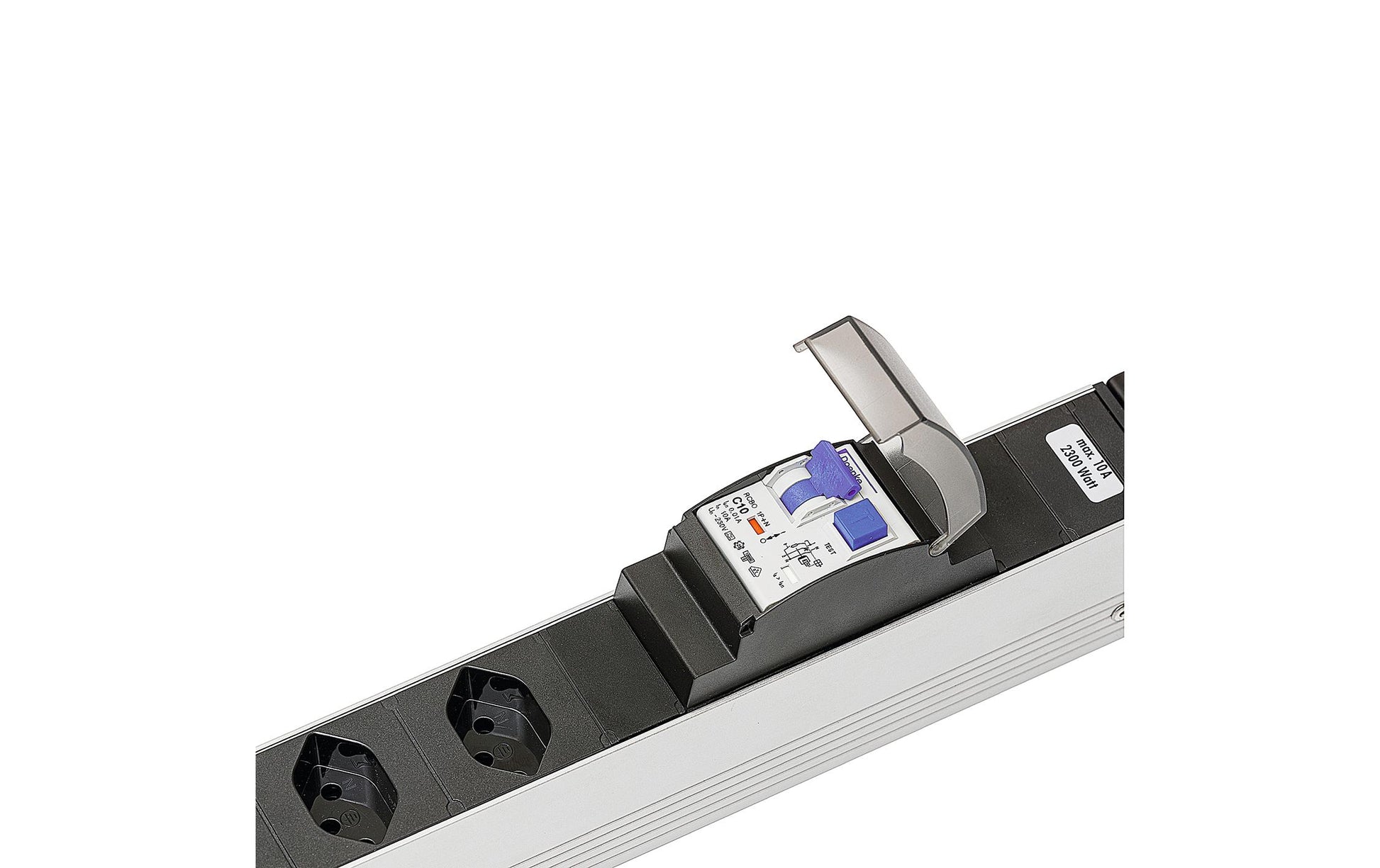 Steffen ALU Modular Steckdosenleiste, 6×T13, ohne Schalter, 3 m, IP20, Eingang T12 – silber