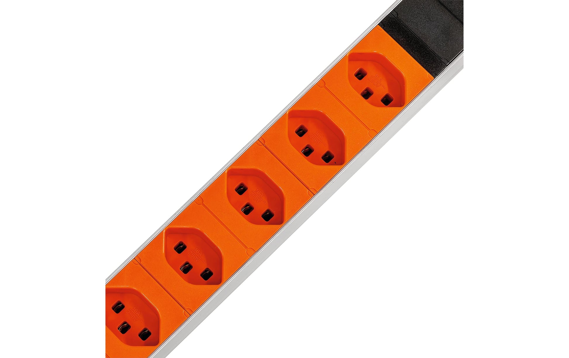 Steffen Steckdosenleiste 19" (1U), 8× T23 (Typ J), 3,0 m, Stecker CH Typ J, 16 A, IP20, Orange