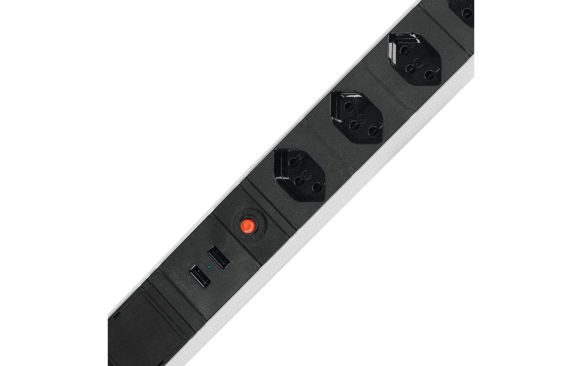 Steffen Steckdosenleiste – 7× T13, 2× USB, 3 m, IP20, schwarz/silber