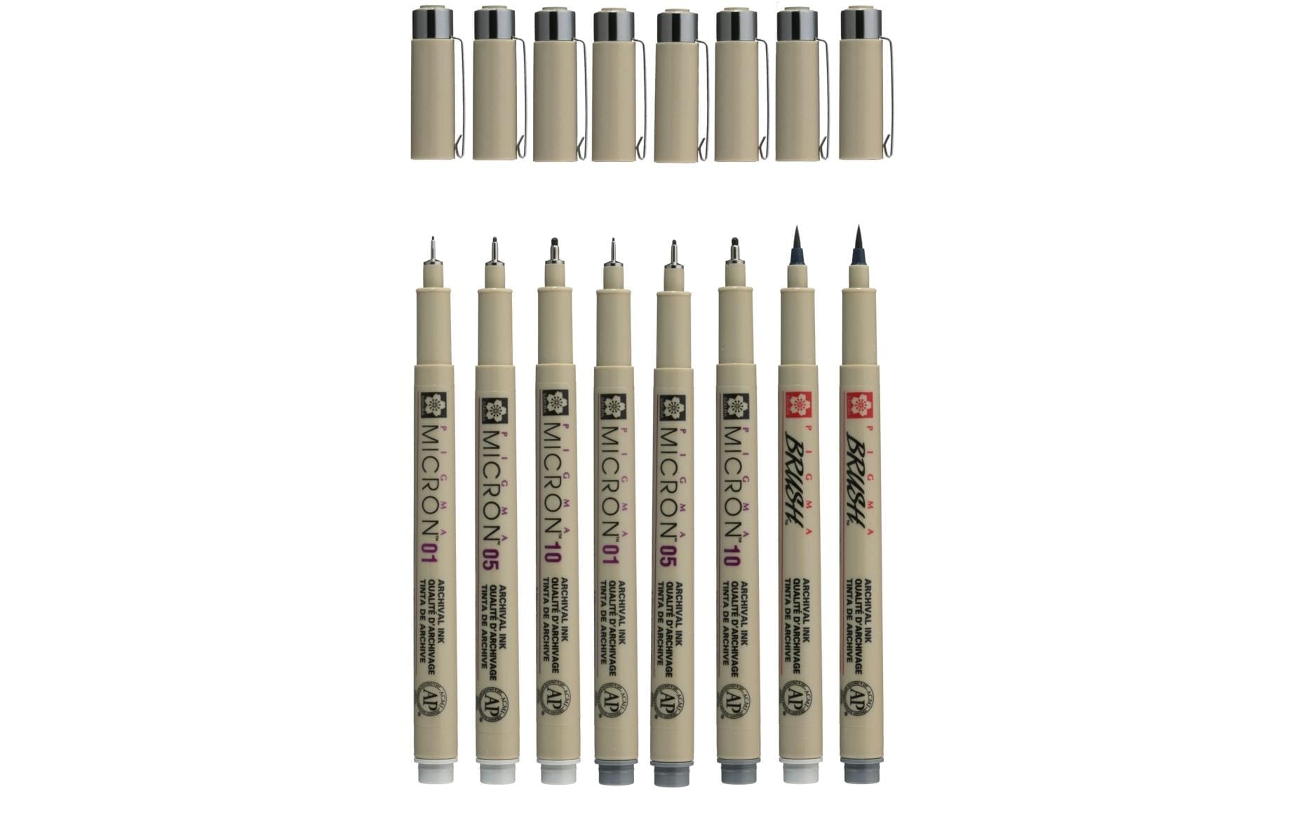 Sakura Pigma Micron Fineliner – 8 Stk., 0,45–0,6 mm, 2 Farben, wasserfest