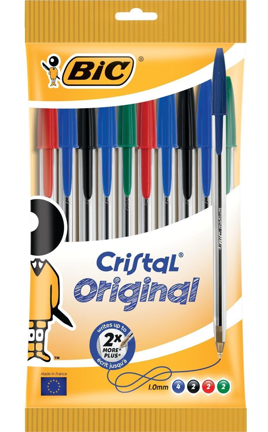 BIC Cristal Kugelschreiber – 10er Pack, Schwarz, Blau, Grün, Rot