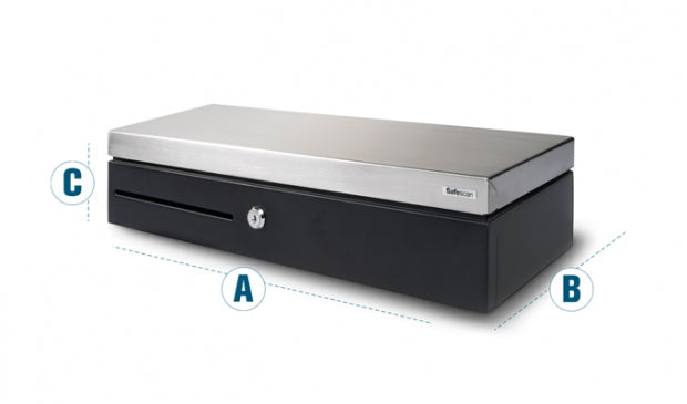 Safescan SD-4617 – Kassenschublade, 6 Scheine/8 Münzen, RJ-12, 460 × 170 × 100 mm, Schwarz/Silber