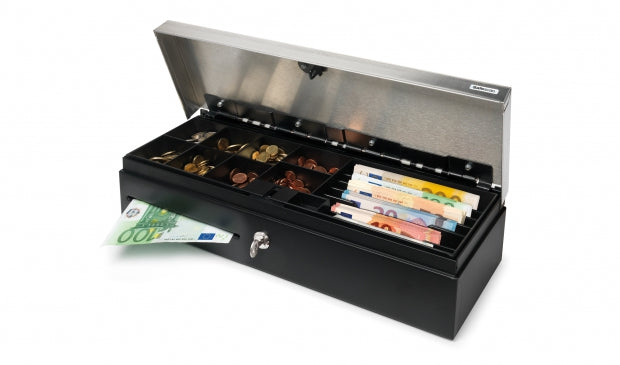 Safescan SD-4617 – Kassenschublade, 6 Scheine/8 Münzen, RJ-12, 460 × 170 × 100 mm, Schwarz/Silber